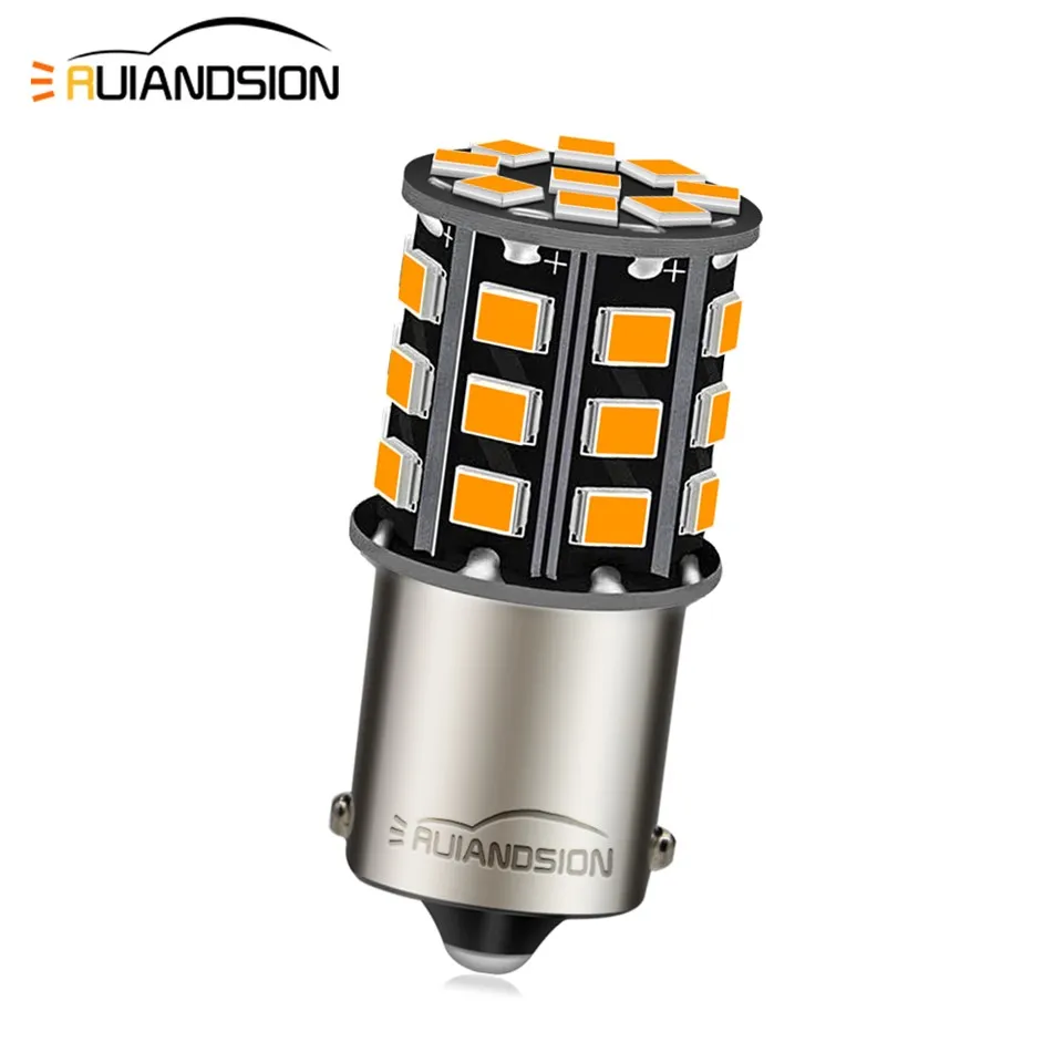 1156 BA15S LED Bulb Universal AC/DC Voltage Ideal For Cars Trucks And SUVs At 12V And 24V Yellow Light 2700K